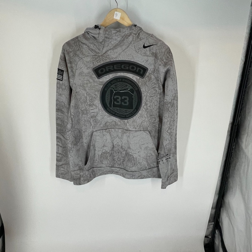 Nike Therma Fit Oregon Ducks NCAA Team Apparel Mens Gray Hoodie M